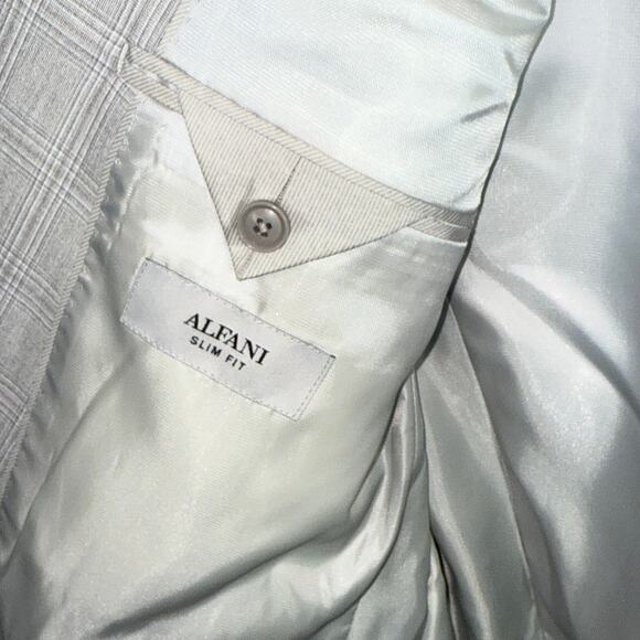 Alfani Men's Slim Fit Dinner Jacket Blazer Grey Plaid 46L $360 - Picture 10 of 10